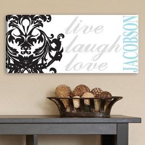 Live Laugh Love Filigree Personalized Canvas Print (8"x18")-Canvas Signs-JDS Marketing-Top Notch Gift Shop