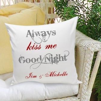 Always Kiss Me Goodnight Couples Personalized Throw Pillow-Pillow-JDS Marketing-Top Notch Gift Shop