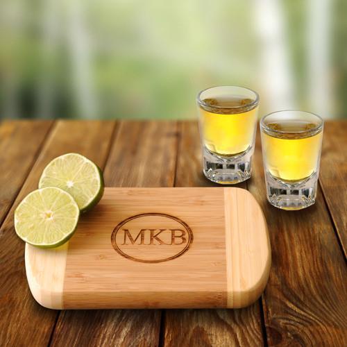 Bamboo Personalized Bar Board With Two Shot Glasses-Bar Tool-JDS Marketing-Top Notch Gift Shop