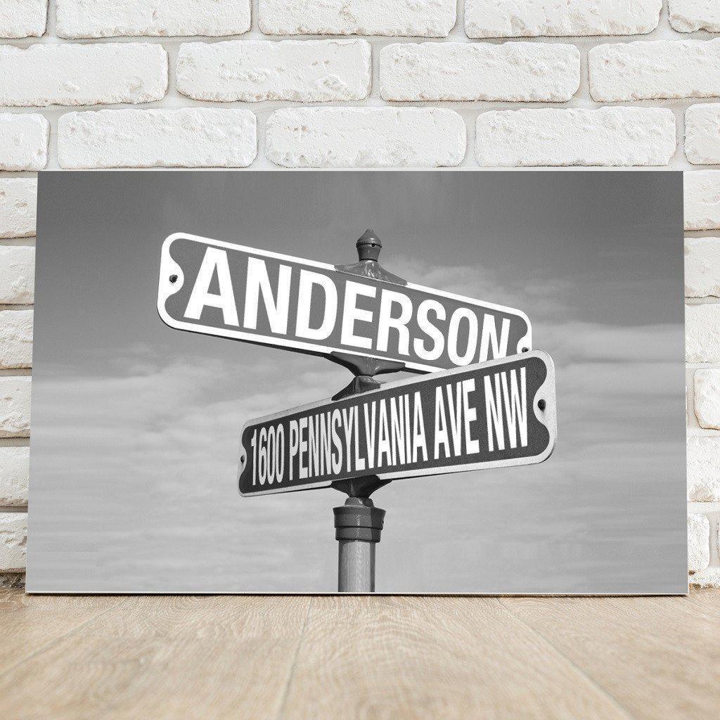 Black and White Street Sign Personalized Canvas-Canvas Signs-JDS Marketing-Top Notch Gift Shop