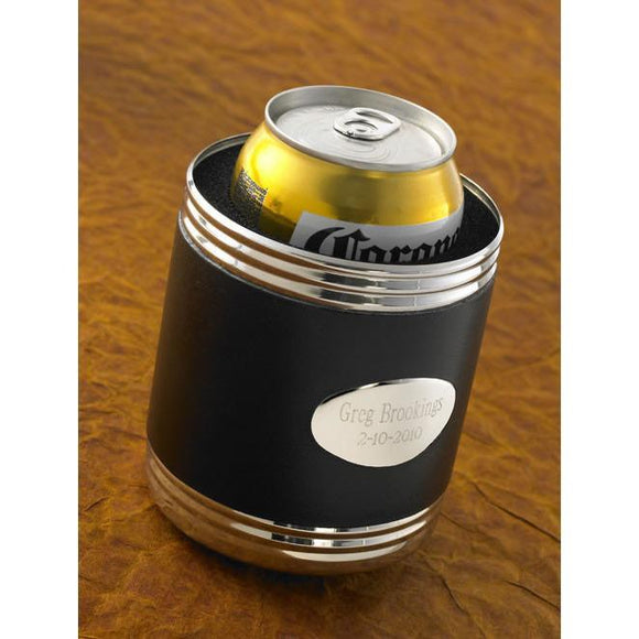 Black Leather Personalized Koozie-Can Holder-JDS Marketing-Top Notch Gift Shop