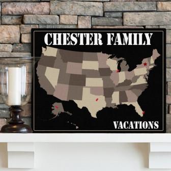 Earth Tones Family Travel Map Personalized Canvas Print-Canvas Signs-JDS Marketing-Top Notch Gift Shop