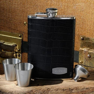 Executive Personalized Leather Flask Set-Flask-JDS Marketing-Top Notch Gift Shop