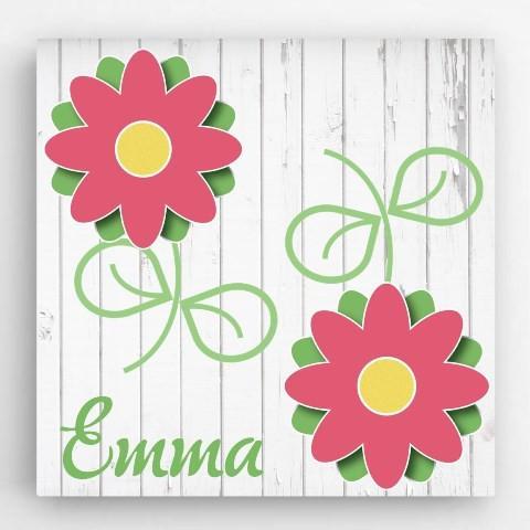 Flowers Kids Personalized Canvas Sign-Canvas Signs-JDS Marketing-Top Notch Gift Shop