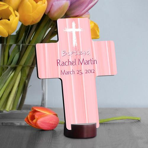 Hear My Prayer Pink Personalized Baptismal Cross-Cross-JDS Marketing-Top Notch Gift Shop