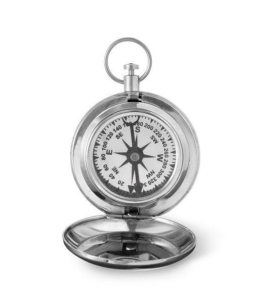 High Polish Silver Keepsake Compass with Wooden Box - Personalized-Compass-JDS Marketing-Top Notch Gift Shop