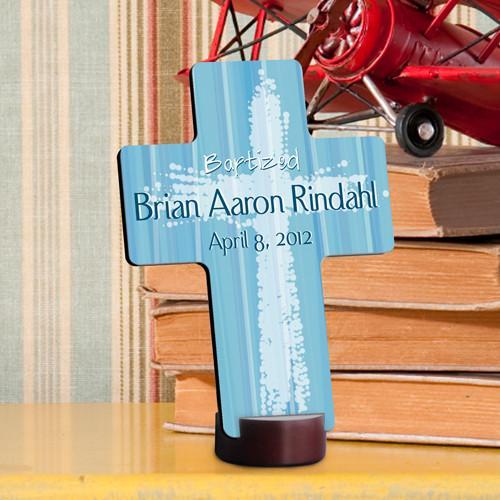 Light of God Blue Personalized Baptismal Cross-Cross-JDS Marketing-Top Notch Gift Shop