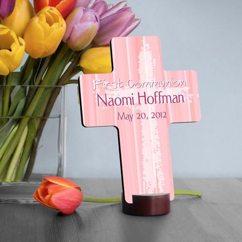 Light of God Pink Personalized First Communion Cross-Cross-JDS Marketing-Top Notch Gift Shop