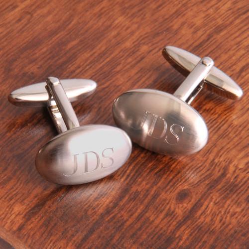 Oval Brushed Personalized Cufflinks-Cufflinks-JDS Marketing-Top Notch Gift Shop