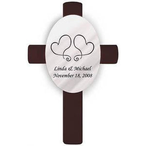 Oval Personalized Wedding Cross - Two Hearts-Cross-JDS Marketing-Top Notch Gift Shop