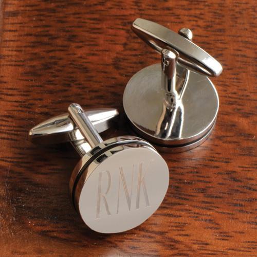 Pin Stripe Round Personalized Cufflinks-Cufflinks-JDS Marketing-Top Notch Gift Shop