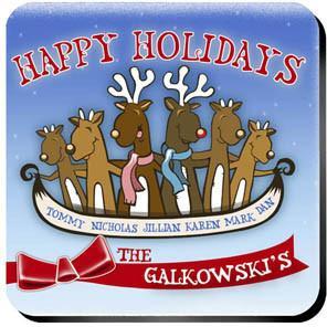 Personalized Reindeer Family Personalized Coaster Set-Coasters-JDS Marketing-Top Notch Gift Shop