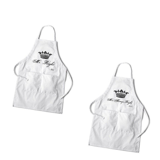 Royal Couples Personalized White Apron Set-Apron-JDS Marketing-Top Notch Gift Shop