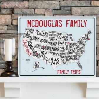 Sea to Shining Sea Family Travel Map Personalized Canvas Print-Canvas Signs-JDS Marketing-Top Notch Gift Shop