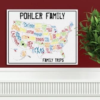 Spectrum Family Travel Map Personalized Canvas Print-Canvas Signs-JDS Marketing-Top Notch Gift Shop