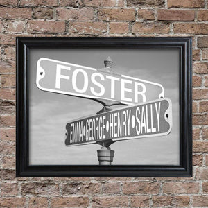 Black and White Street Sign Personalized Framed Print-Wall Art-JDS Marketing-Top Notch Gift Shop