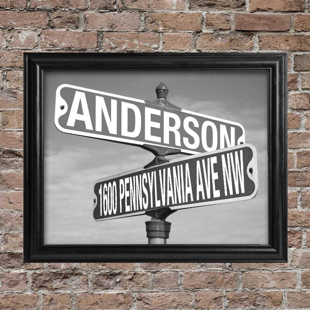 Black and White Street Sign Personalized Framed Print-Wall Art-JDS Marketing-Top Notch Gift Shop