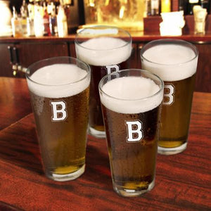 Personalized Varsity Initial Pub Glasses (Set of 4)-Pub Glass-JDS Marketing-Top Notch Gift Shop