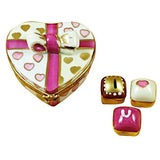 Pink Heart With Three Chocolates Limoges Box by Rochard™-Limoges Box-Rochard-Top Notch Gift Shop