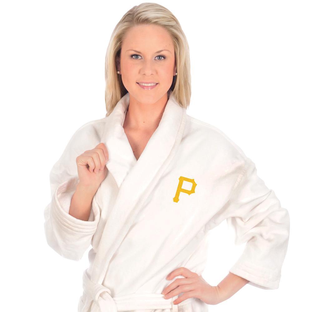 Pittsburgh Pirates Terrycloth "P" Logo Bathrobe - White-Bathrobe-Wincraft-Top Notch Gift Shop