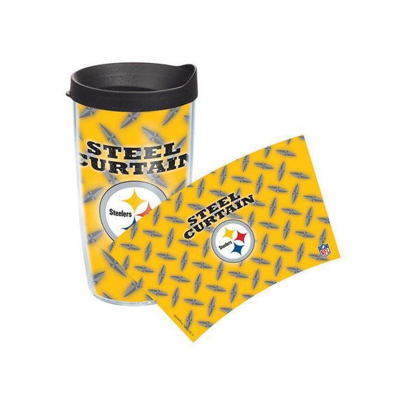 Pittsburgh Steelers Steel Curtain 16 oz. Tervis Tumbler with Lid - (Set of 2)-Tumbler-Tervis-Top Notch Gift Shop