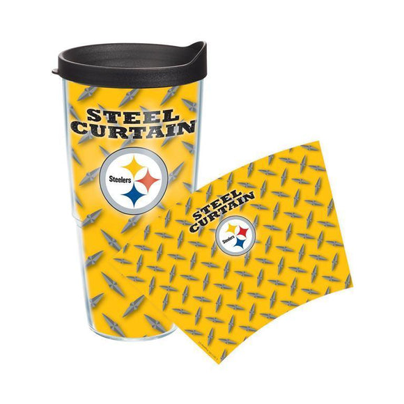 Pittsburgh Steelers Steel Curtain 24 oz. Tervis Tumbler with Lid - (Set of 2)-Tumbler-Tervis-Top Notch Gift Shop