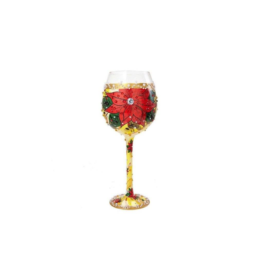 Poinsettia Super Bling Wine Glass by Lolita®-Wine Glass-Designs by Lolita® (Enesco)-Top Notch Gift Shop