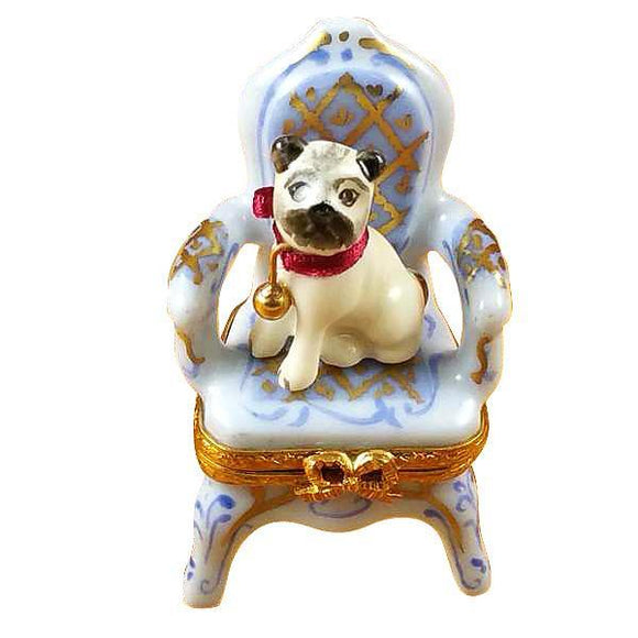 Pug On Armchair Limoges Box by Rochard™-Limoges Box-Rochard-Top Notch Gift Shop