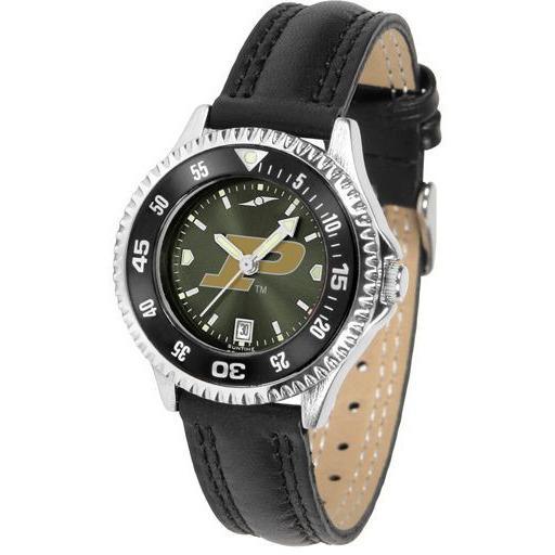 Purdue Boilermakers Ladies Competitor Ano Poly/Leather Band Watch w/ Colored Bezel-Watch-Suntime-Top Notch Gift Shop