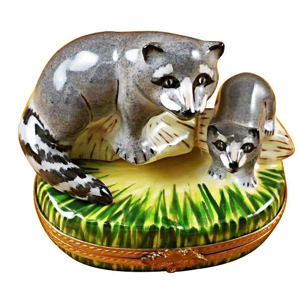 Raccoon W/Baby Limoges Box by Rochard™-Limoges Box-Rochard-Top Notch Gift Shop