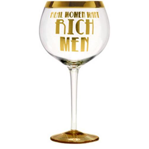 Real Women Want Rich Men Oversized Wine Goblet-Wine Glass-Slant-Top Notch Gift Shop