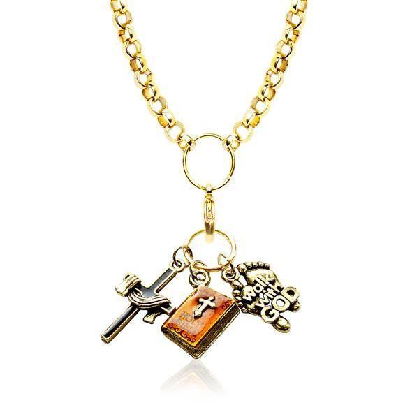 Religious Charm Necklace in Gold-Necklace-Whimsical Gifts-Top Notch Gift Shop