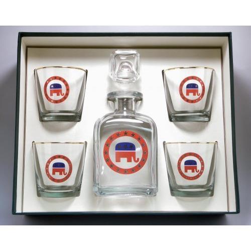 Republican Elephant 5 Piece Decanter Set-Decanter-Richard E. Bishop-Top Notch Gift Shop