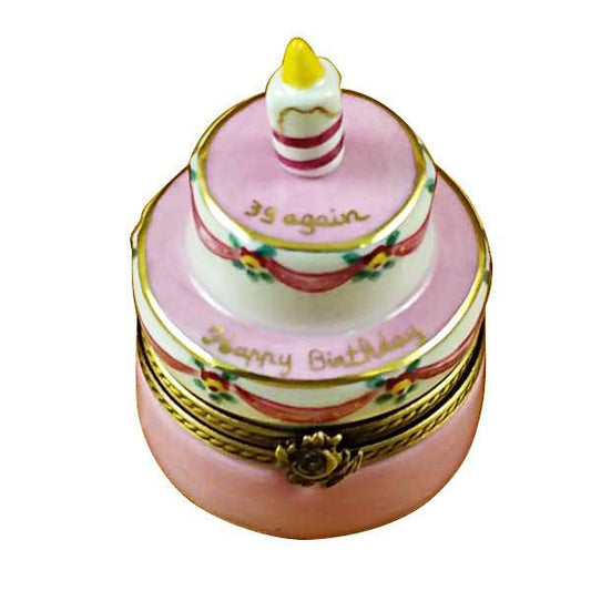 Birthday Cake with Pink Candle - "39 Again" Limoges Box by Rochard™-Limoges Box-Rochard-Top Notch Gift Shop