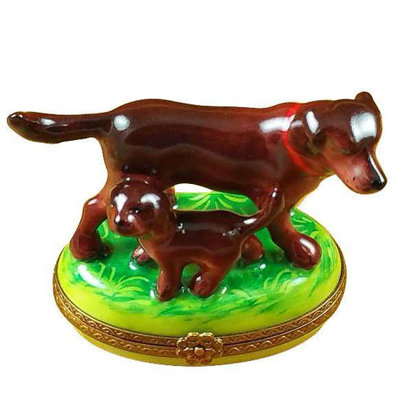 Chocolate Lab With Puppy Limoges Box by Rochard™-Limoges Box-Rochard-Top Notch Gift Shop