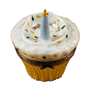 Cupcake with Blue Candle Limoges Box by Rochard™-Limoges Box-Rochard-Top Notch Gift Shop