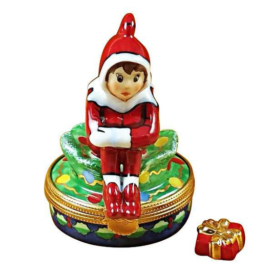 Elf With Package Limoges Box by Rochard™-Limoges Box-Rochard-Top Notch Gift Shop