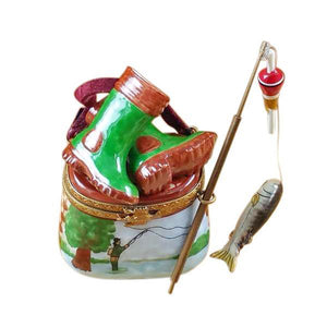 Fisherman Boots On Creel Limoges Box by Rochard™-Limoges Box-Rochard-Top Notch Gift Shop