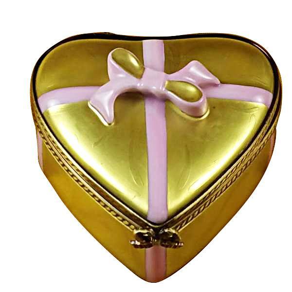 Gold Heart with Pink Bow & Chocolates Limoges Box by Rochard™-Limoges Box-Rochard-Top Notch Gift Shop