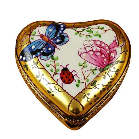 Heart-Butterfly On Gold Base Limoges Box by Rochard™-Limoges Box-Rochard-Top Notch Gift Shop