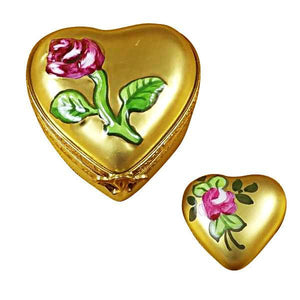 Heart with Gold Rose Limoges Box by Rochard™-Limoges Box-Rochard-Top Notch Gift Shop