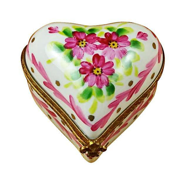 Heart With Pink Trim & Flowers Limoges Box by Rochard™-Limoges Box-Rochard-Top Notch Gift Shop