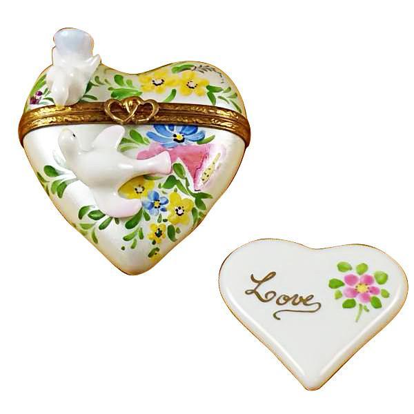 Heart with Two Doves Limoges Box by Rochard™-Limoges Box-Rochard-Top Notch Gift Shop