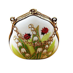 Lily of the Valley Purse with Lady Bugs Limoges Box by Rochard™-Limoges Box-Rochard-Top Notch Gift Shop