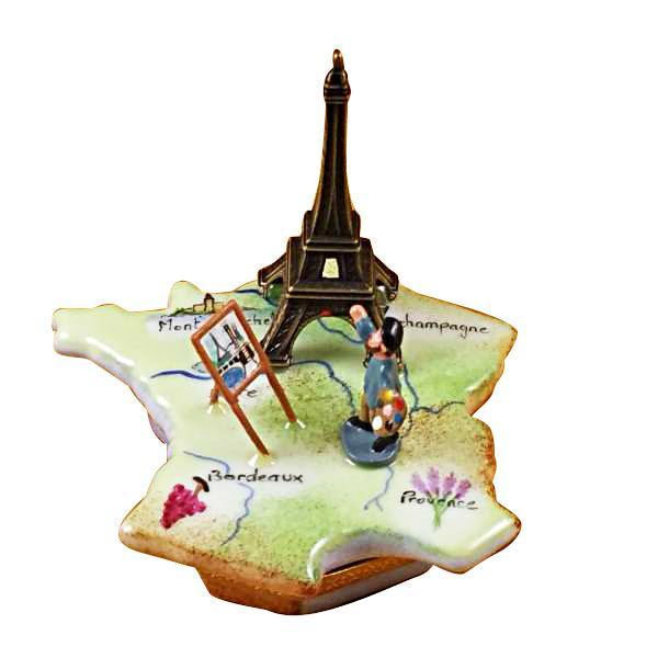 Map Of France with Monet & Eiffel Tower Limoges Box by Rochard™-Limoges Box-Rochard-Top Notch Gift Shop