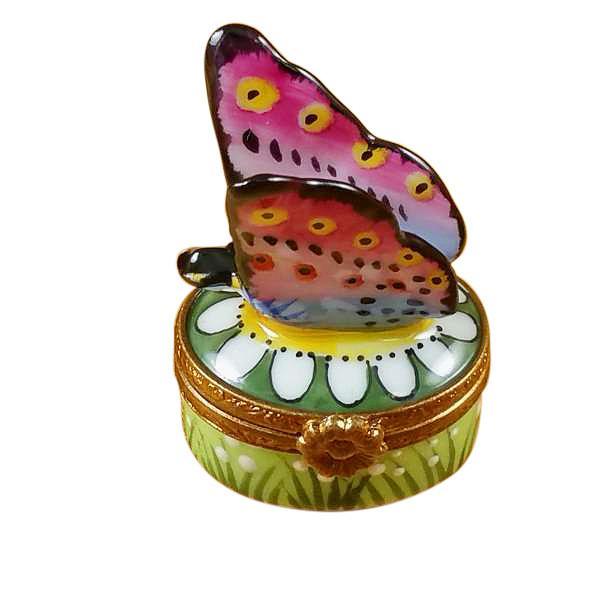 Mini Butterfly On Daisy Limoges Box by Rochard™-Limoges Box-Rochard-Top Notch Gift Shop