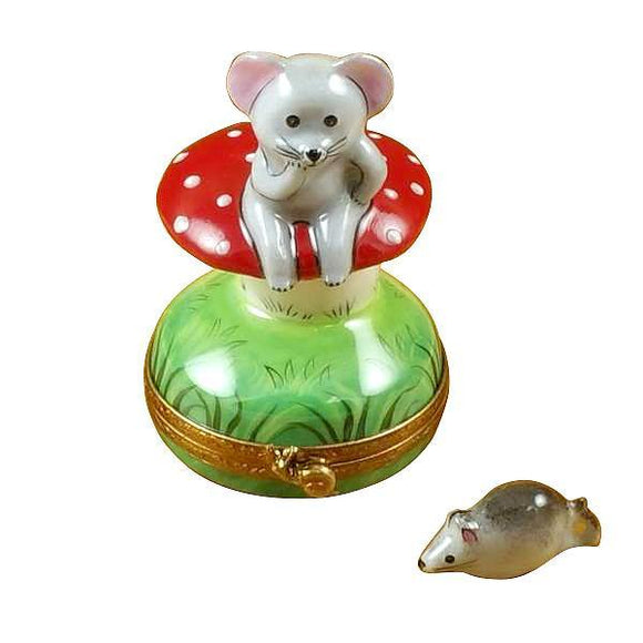 Mouse On Mushroom with Removable Mouse Limoges Box by Rochard™-Limoges Box-Rochard-Top Notch Gift Shop