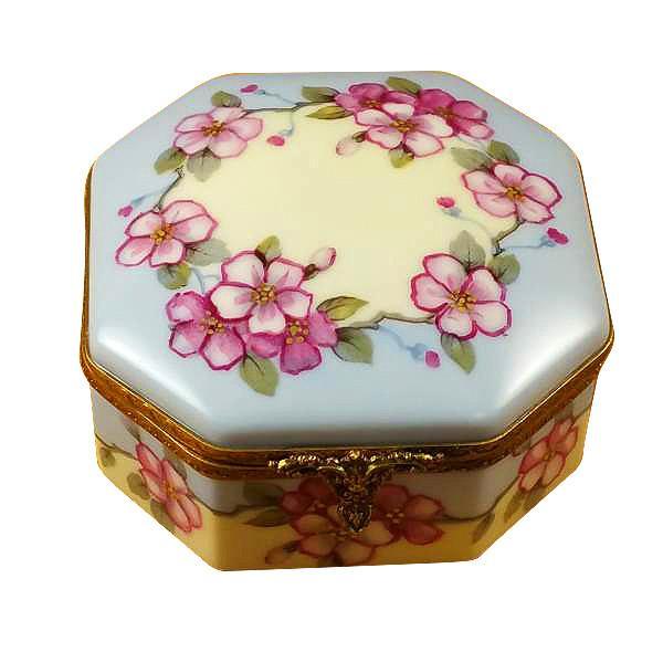 Octagonal Box Pink Flowers Limoges Box by Rochard™-Limoges Box-Rochard-Top Notch Gift Shop
