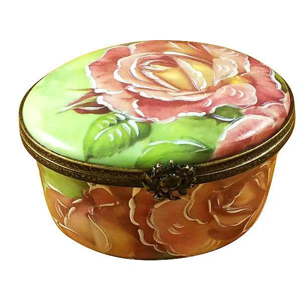 Oval Floral Green - Portrait Of A Girl Inside Limoges Box by Rochard™-Limoges Box-Rochard-Top Notch Gift Shop