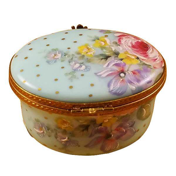 Oval Turquoise Flower-Mother & Child Limoges Box by Rochard™-Limoges Box-Rochard-Top Notch Gift Shop